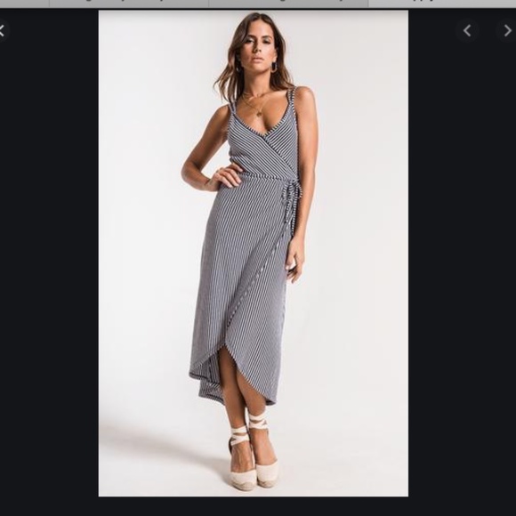 Z Supply Navy and White Striped Wrap Dress Size Small - Picture 1 of 11